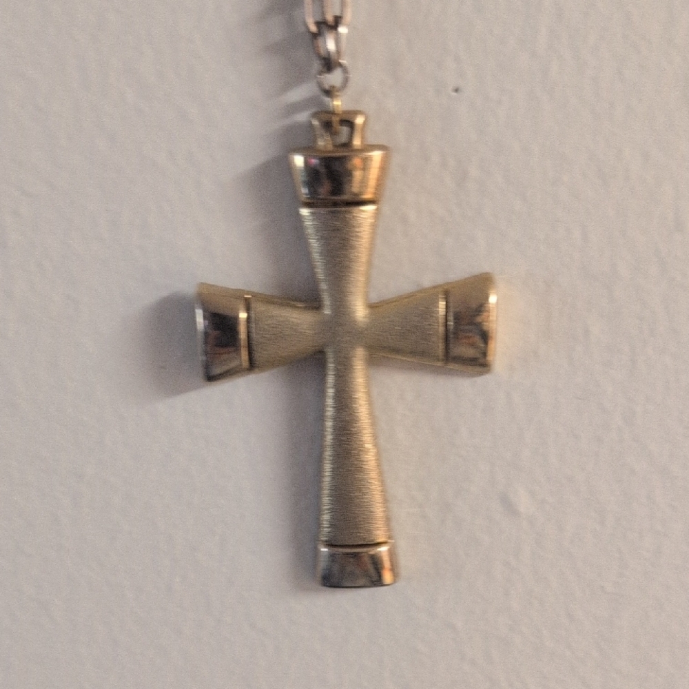 Gold Tone Cross On Chain